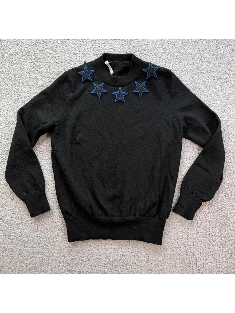 Givenchy Paris Black Wool Stars Embroidered Sweater Mens XS Designer Knit
